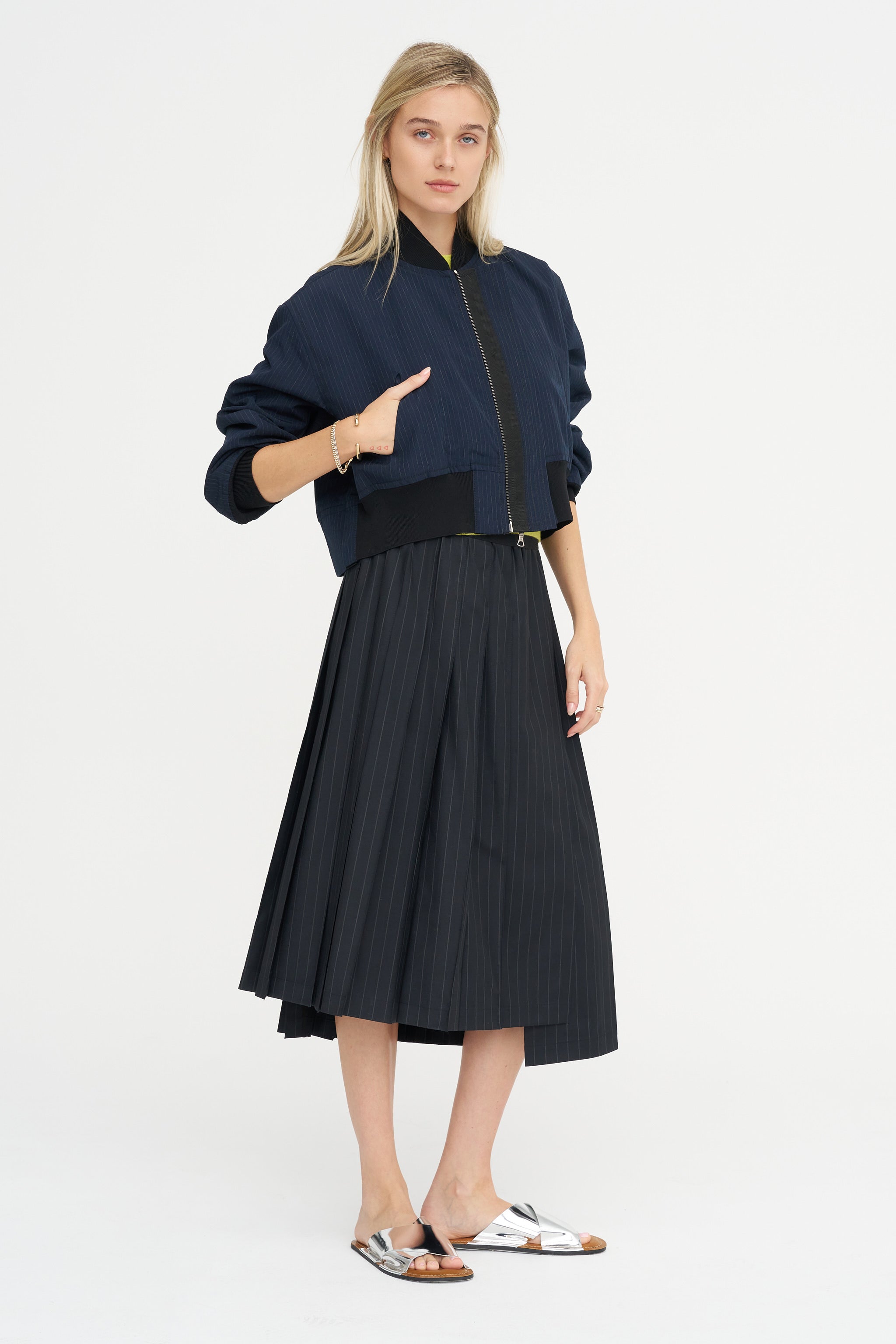 Aviator Coat, Midnight Pinstripe