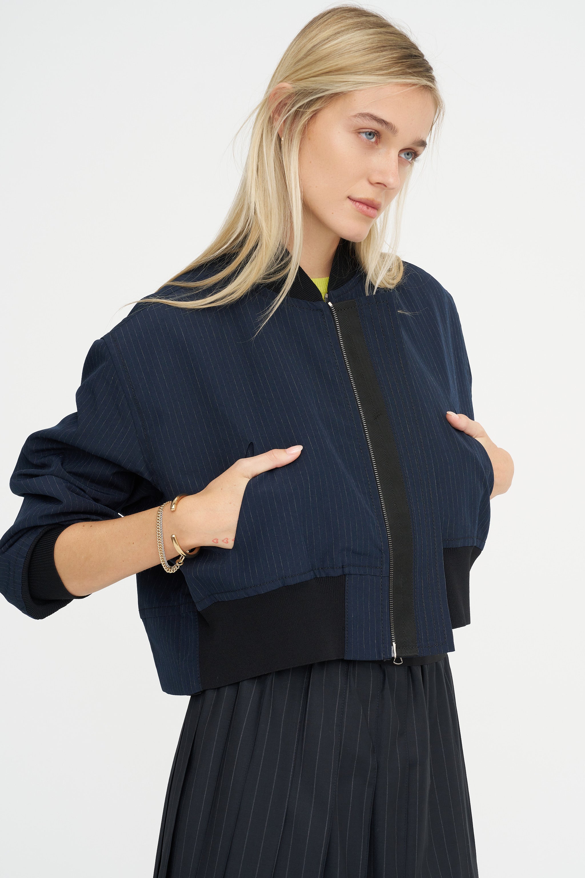 Aviator Coat, Midnight Pinstripe