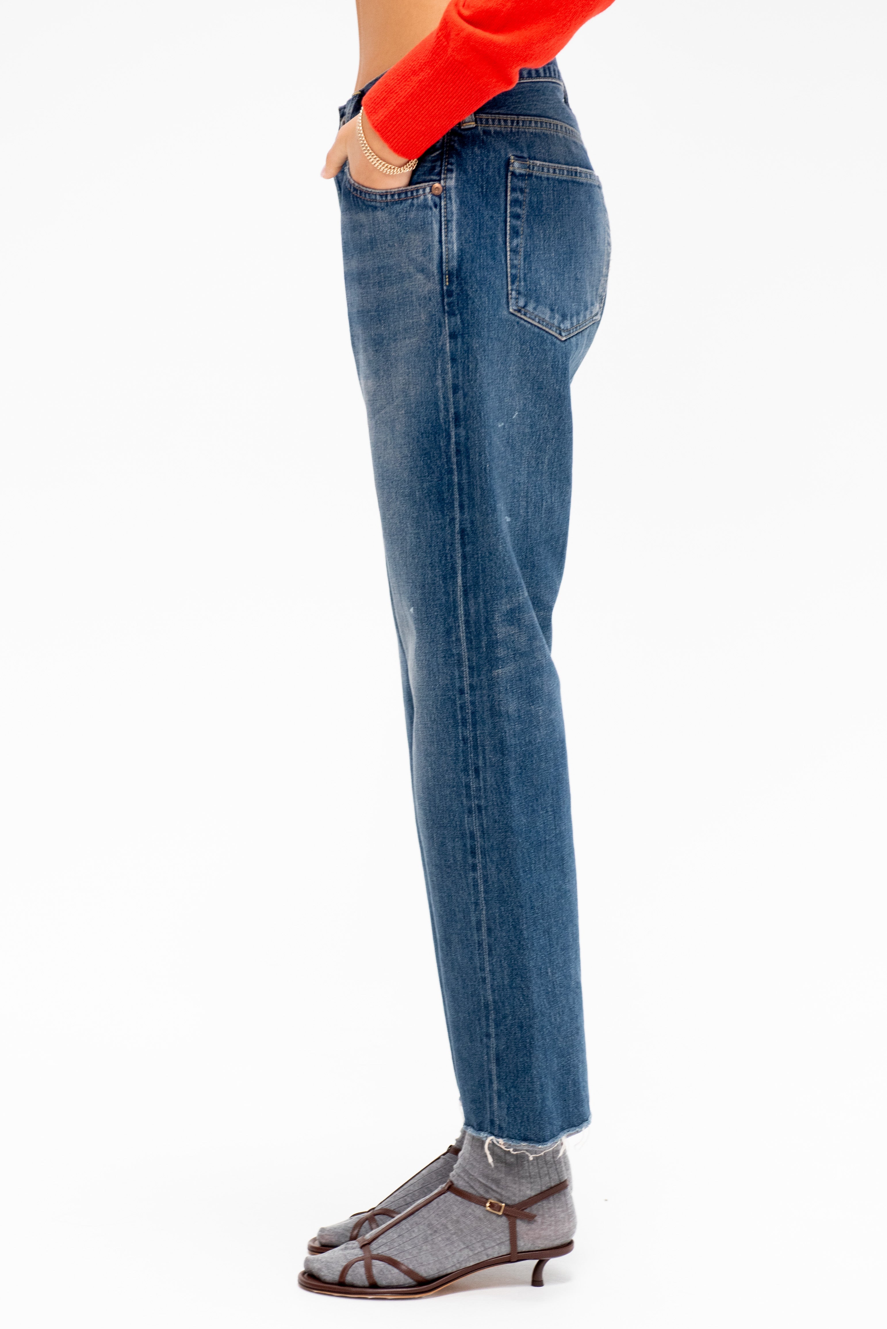 Ankle Cut Selvedge Denim, Vintage Dark