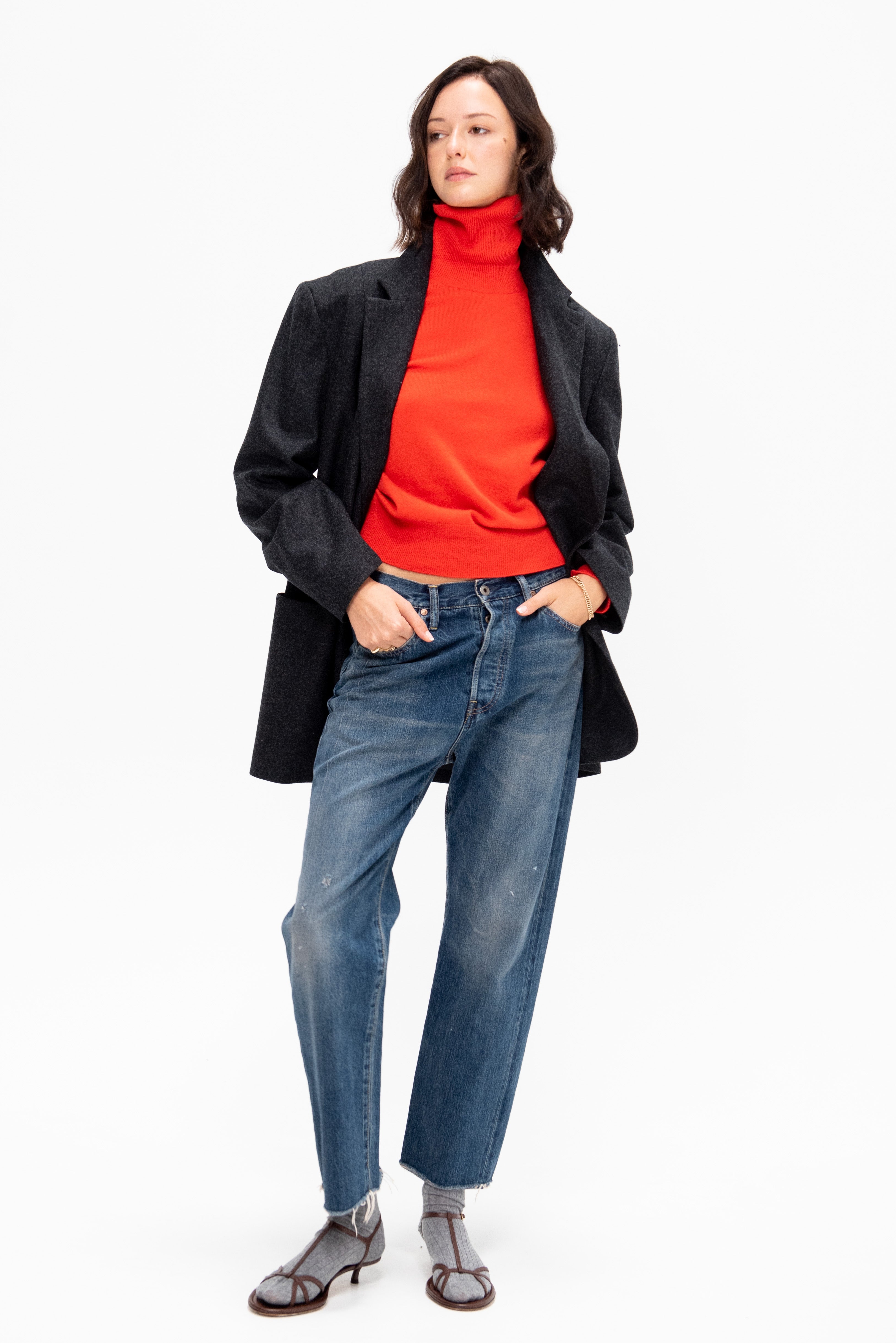 Ankle Cut Selvedge Denim, Vintage Dark