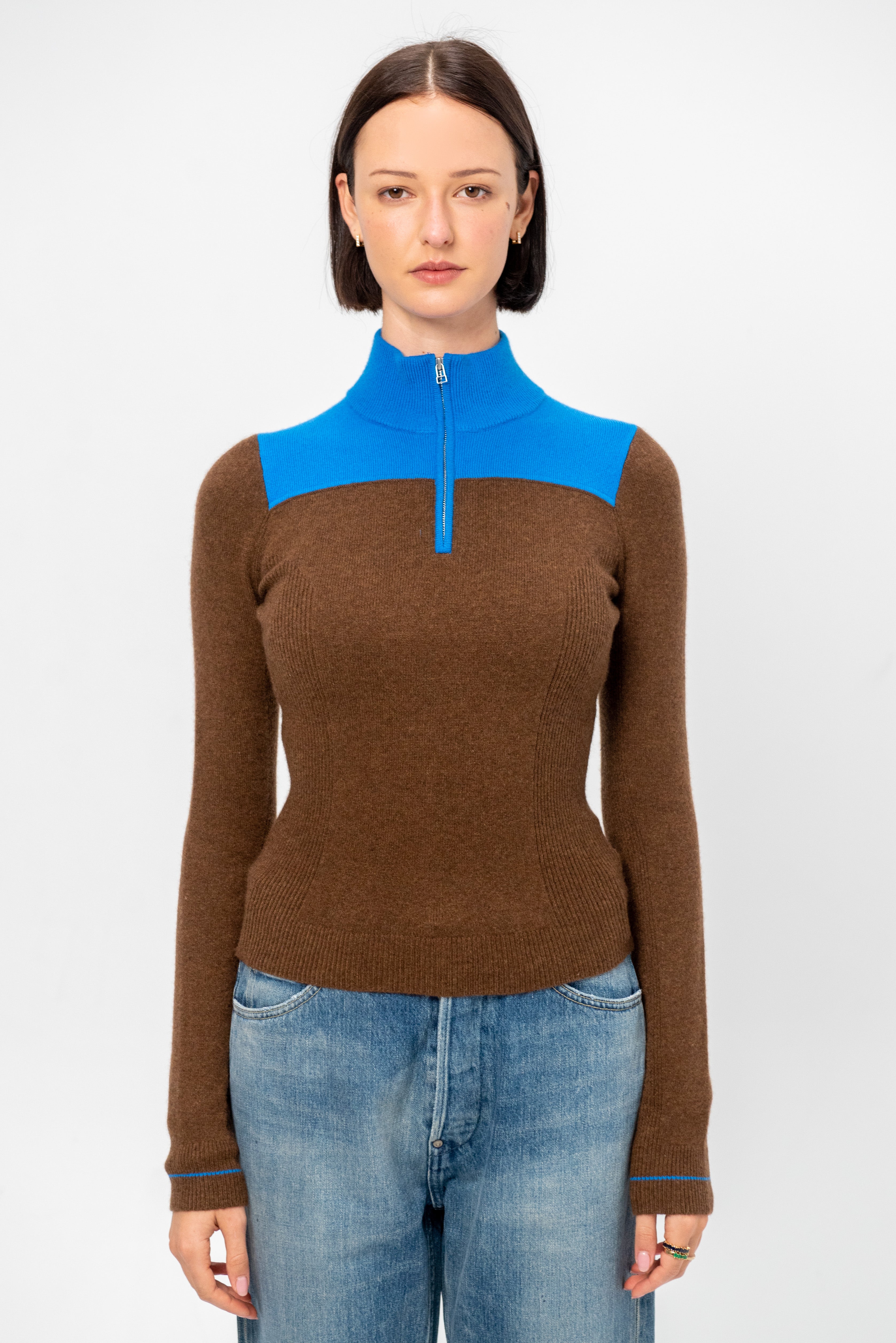 Alpine Half Zip, Chestnut & Twilight