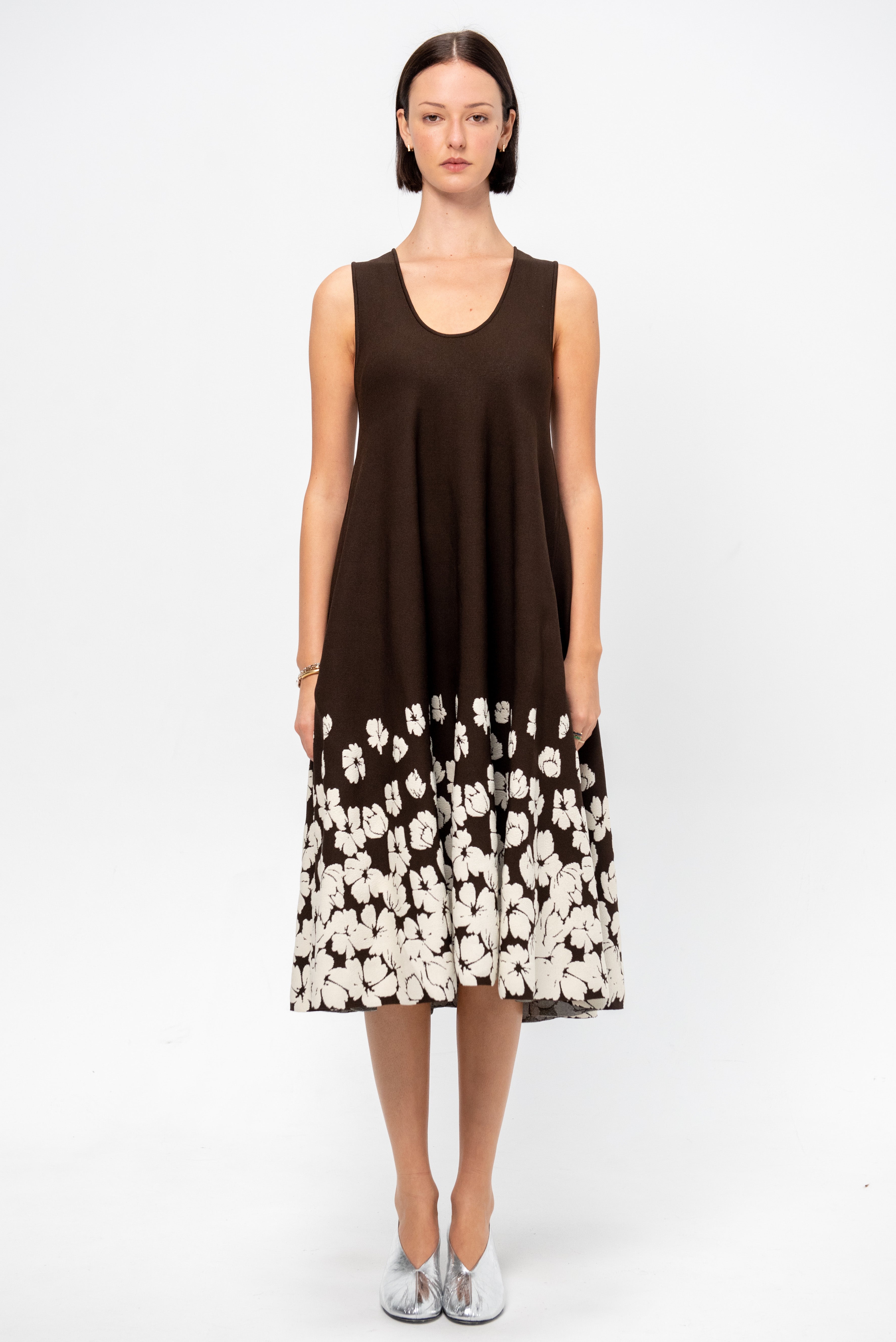 Alba Dress, Chocolate & Off-White