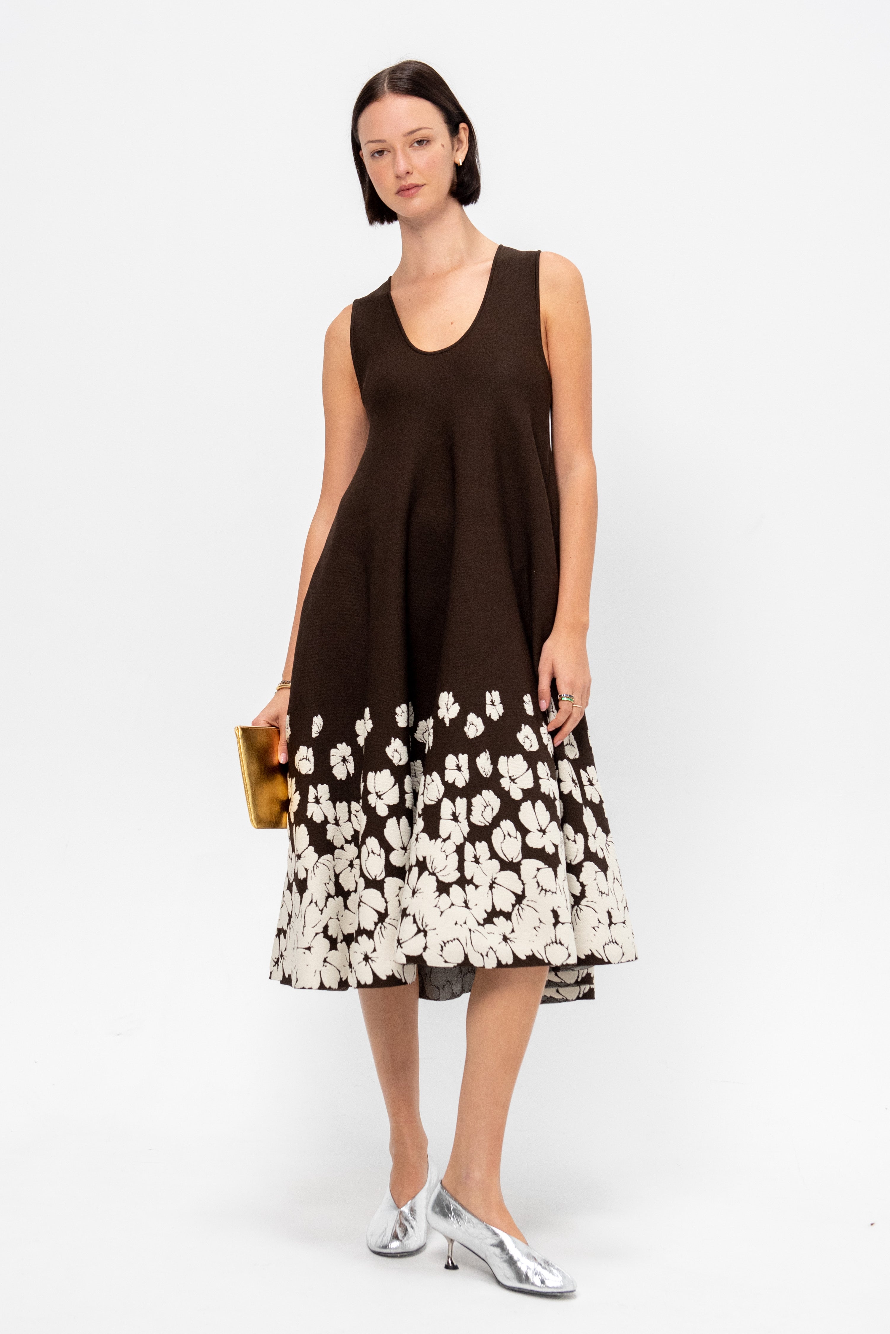 Alba Dress, Chocolate & Off-White