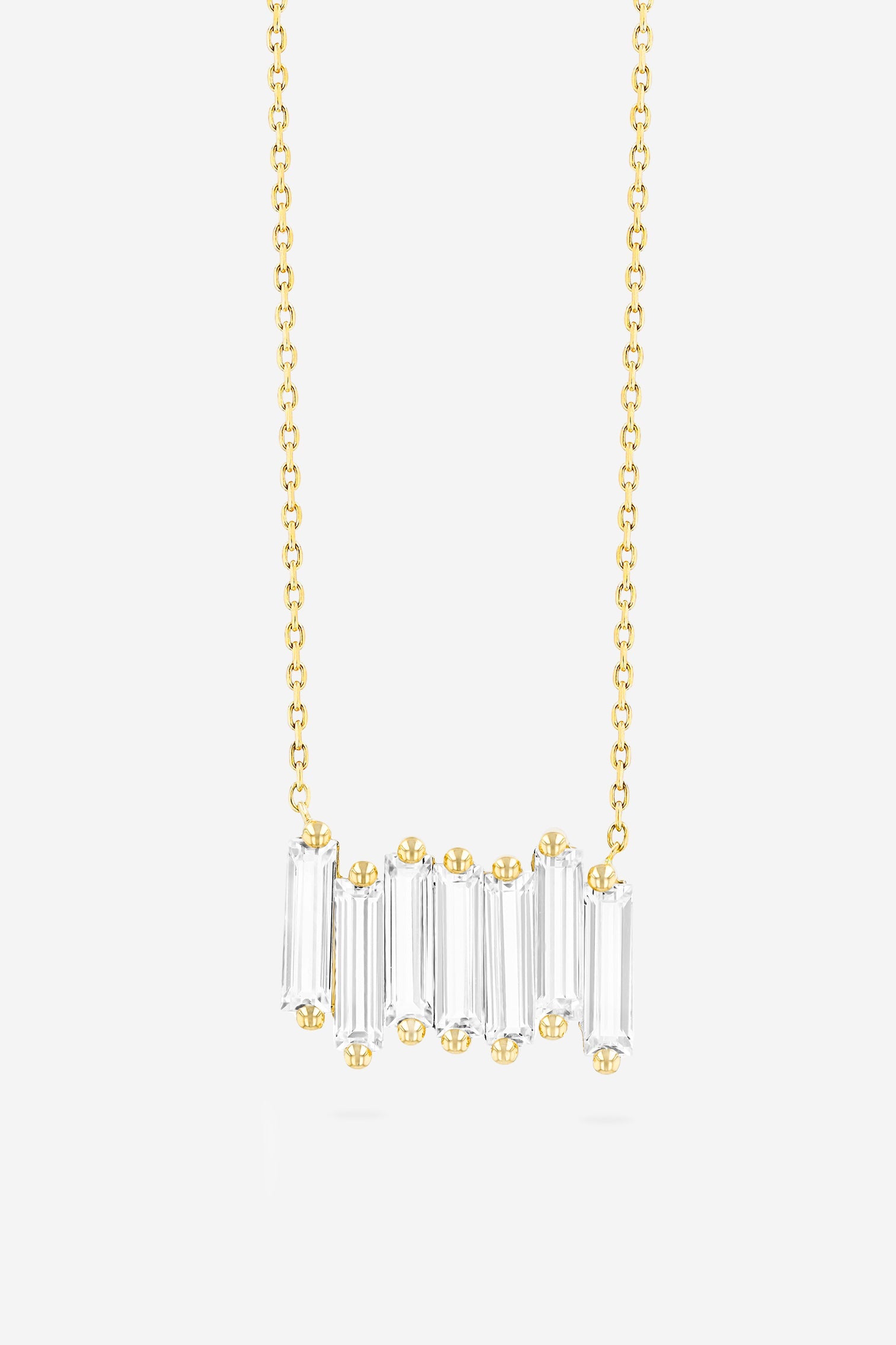 Baguette Necklace, White Topaz