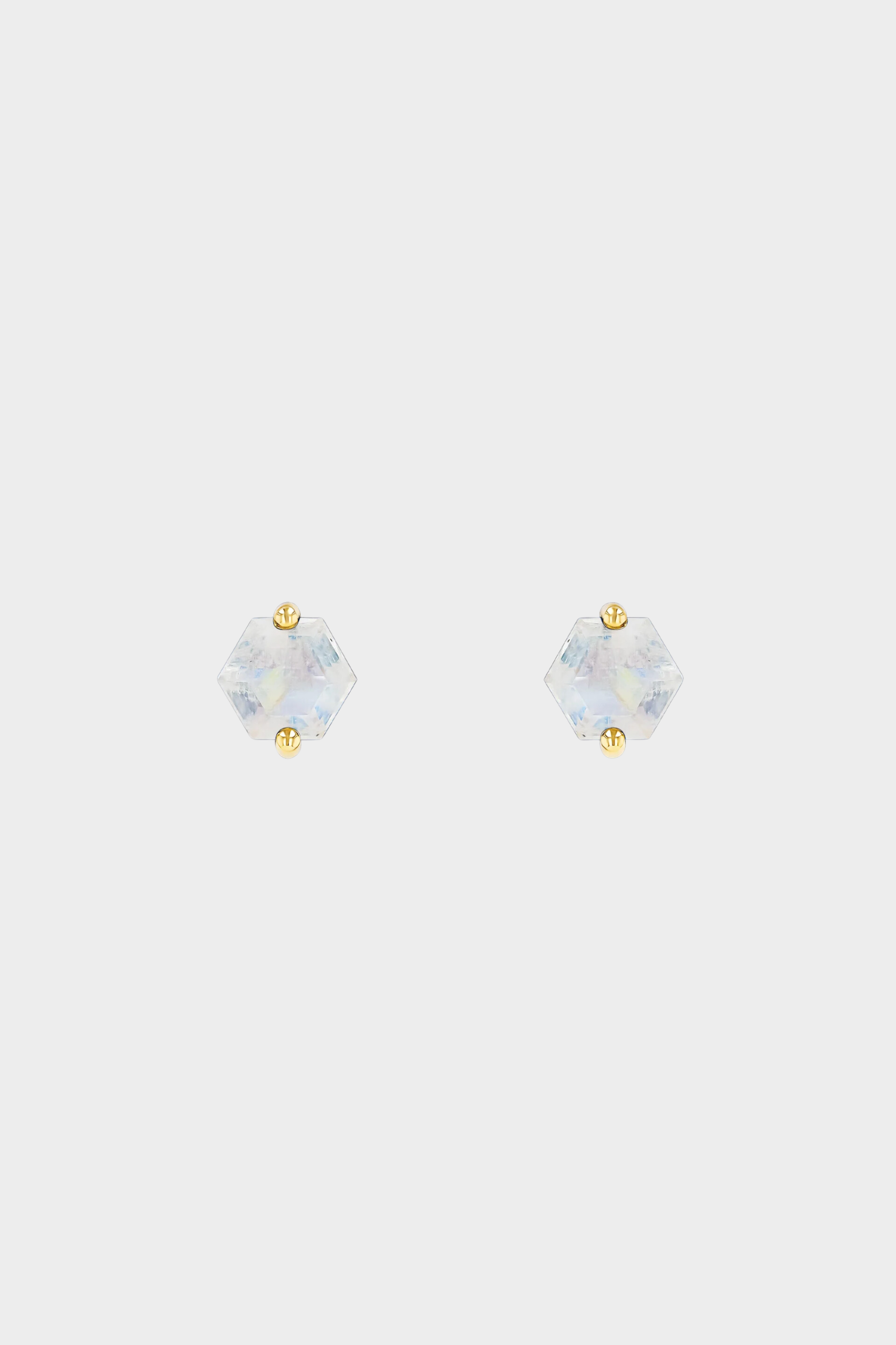 Amalfi Hexagon Stud, Rainbow Moonstone